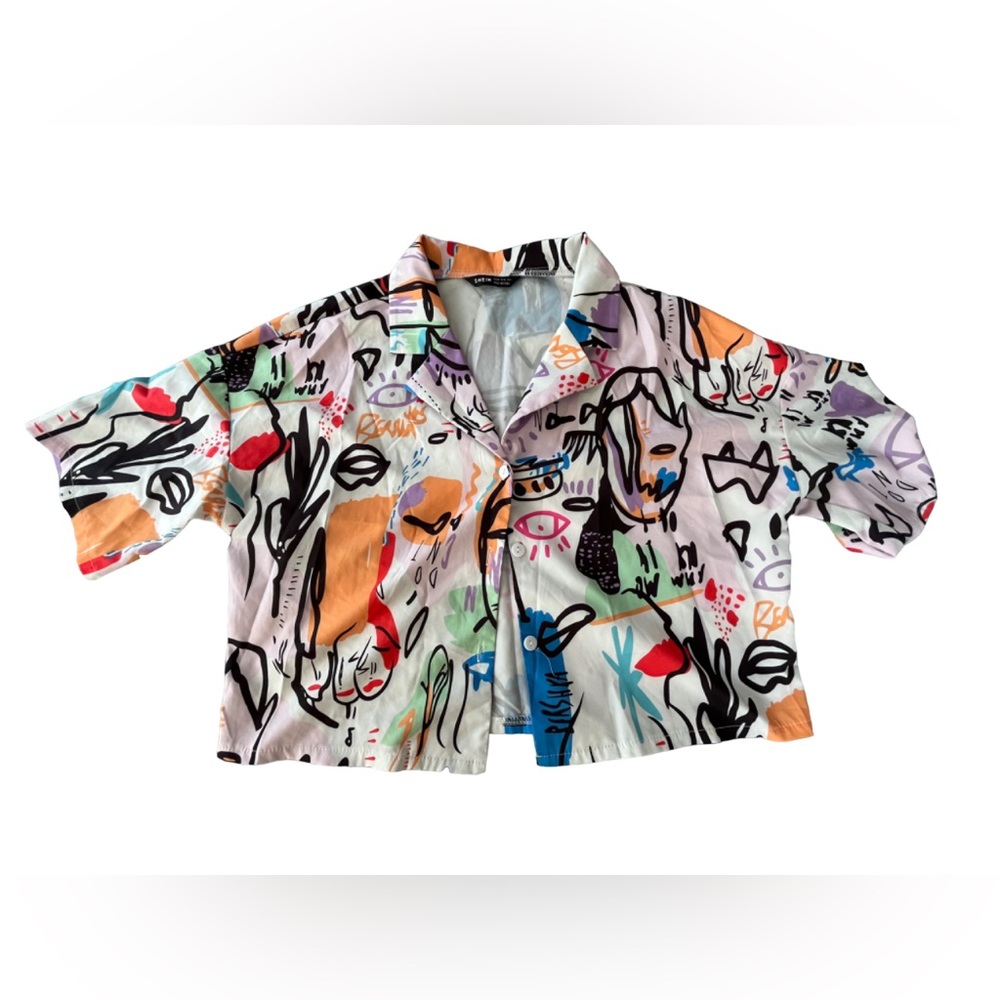 SHEIN EZwear Drop Shoulder Graphic Print Blouse
